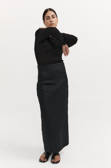 Venteto Linen Skirt - Black