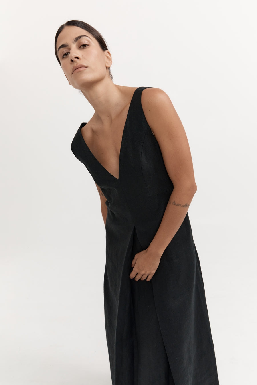 Anais Linen Dress - Black