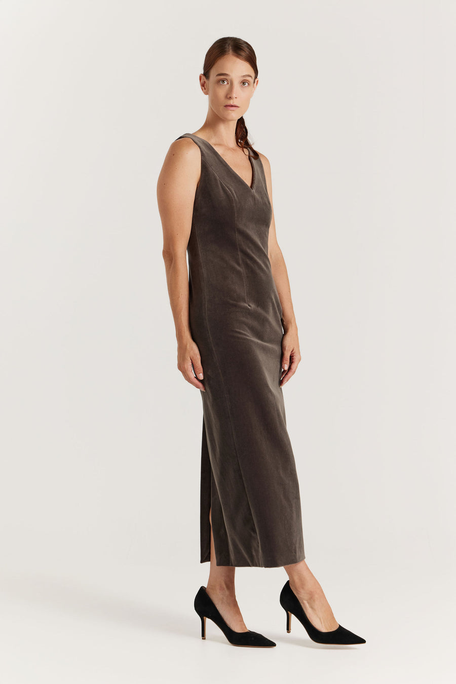 Classic Velvet Dress - Shale Grey