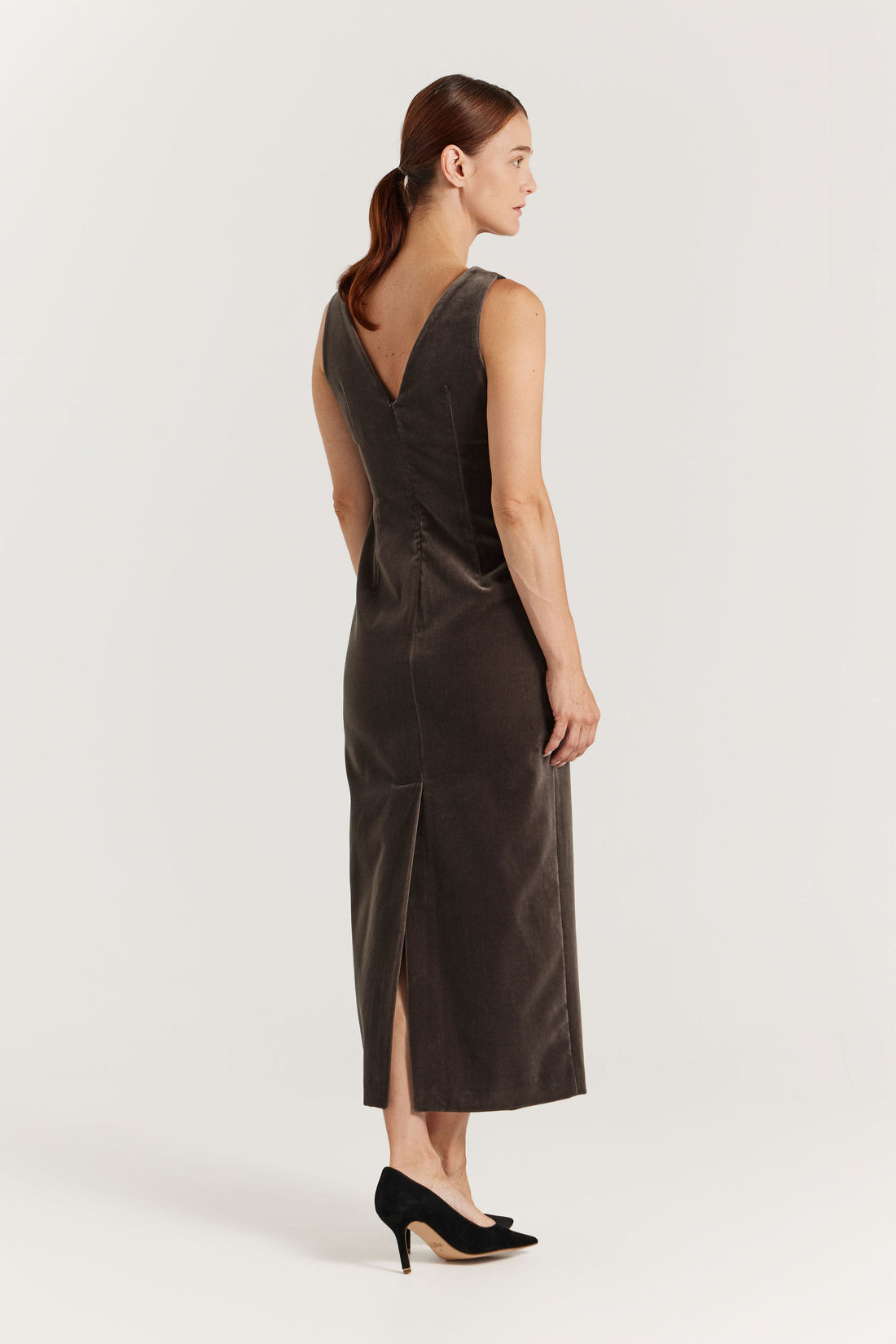 Classic Velvet Dress - Shale Grey