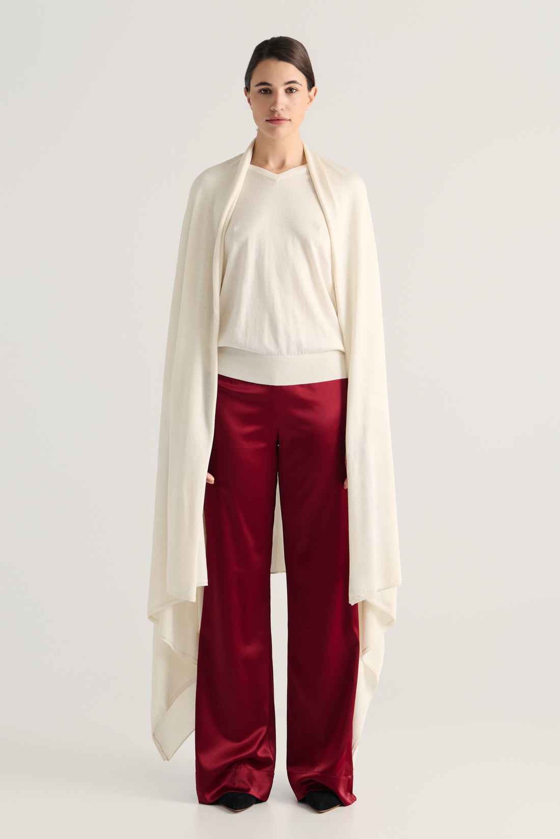 Aria Silk Cashmere Scarf- Ivory