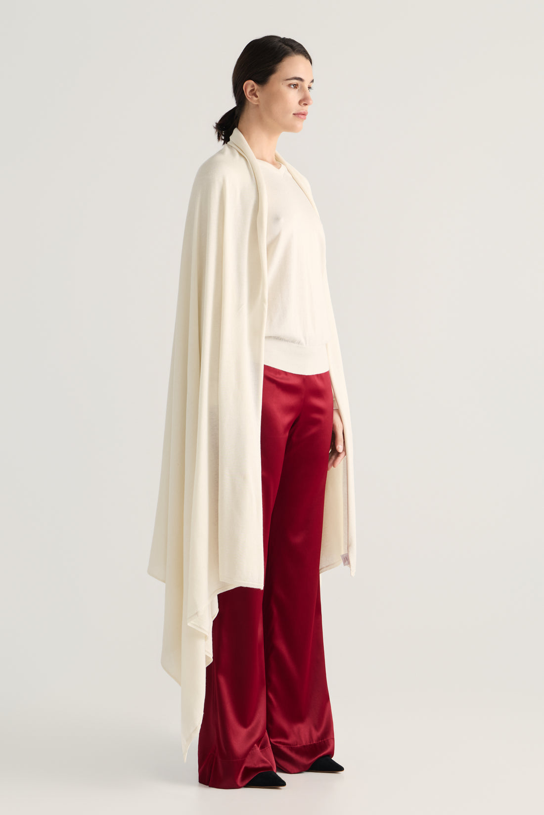 Aria Silk Cashmere Scarf- Ivory