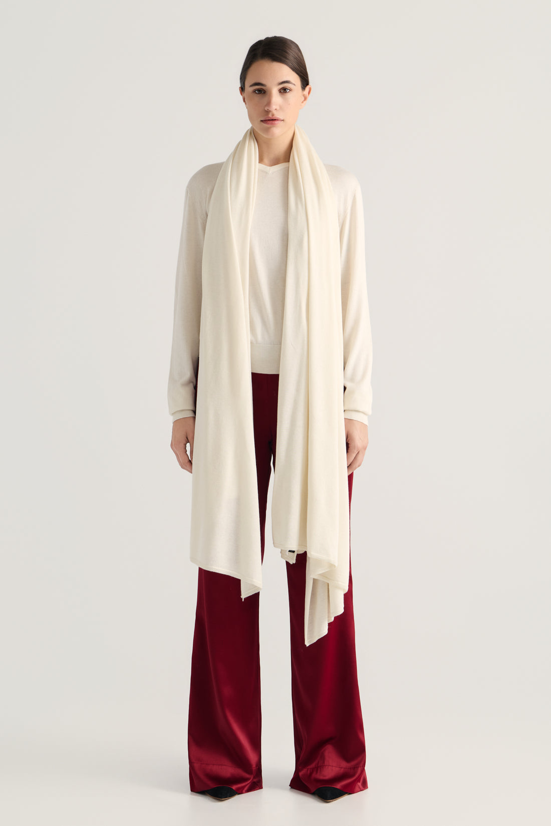 Aria Silk Cashmere Scarf- Ivory