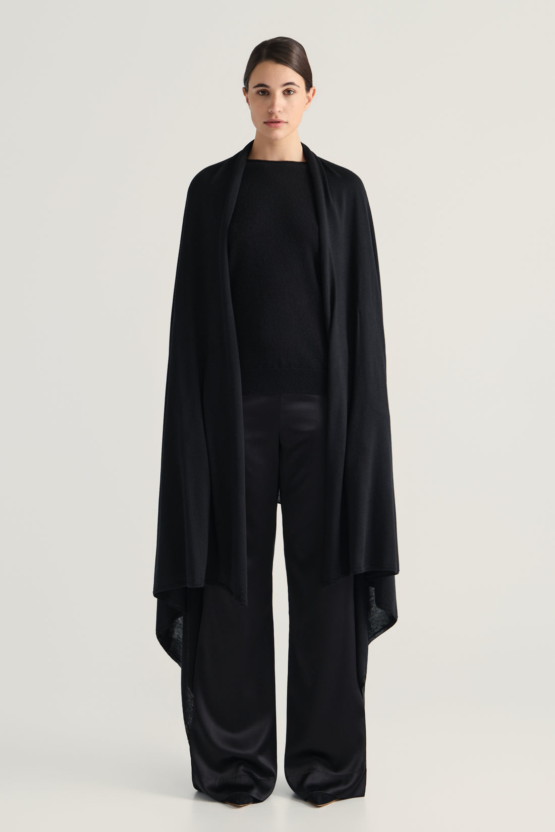 Aria Silk Cashmere Scarf- Black