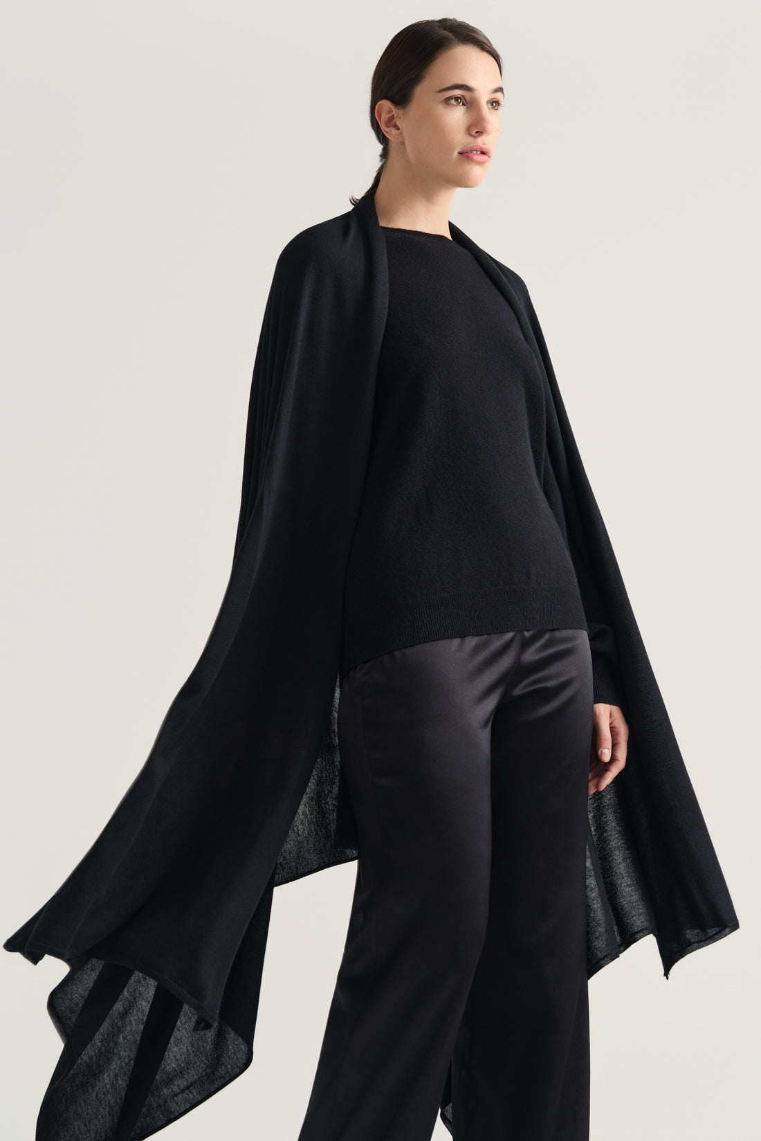 Aria Silk Cashmere Scarf- Black